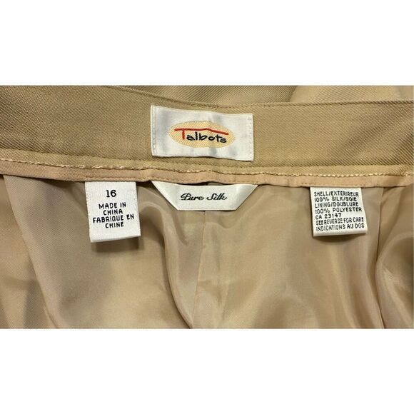 Talbots Women’s 100% Silk Dress Pants Sz. 16 Pleated Lined Professional - Picture 3 of 7